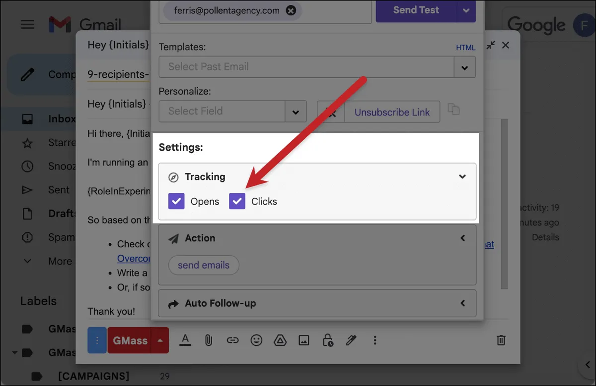 Track clicks in your email