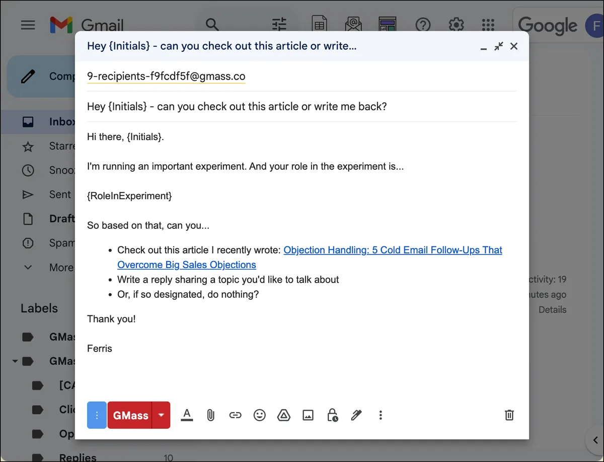 Compose your initial email