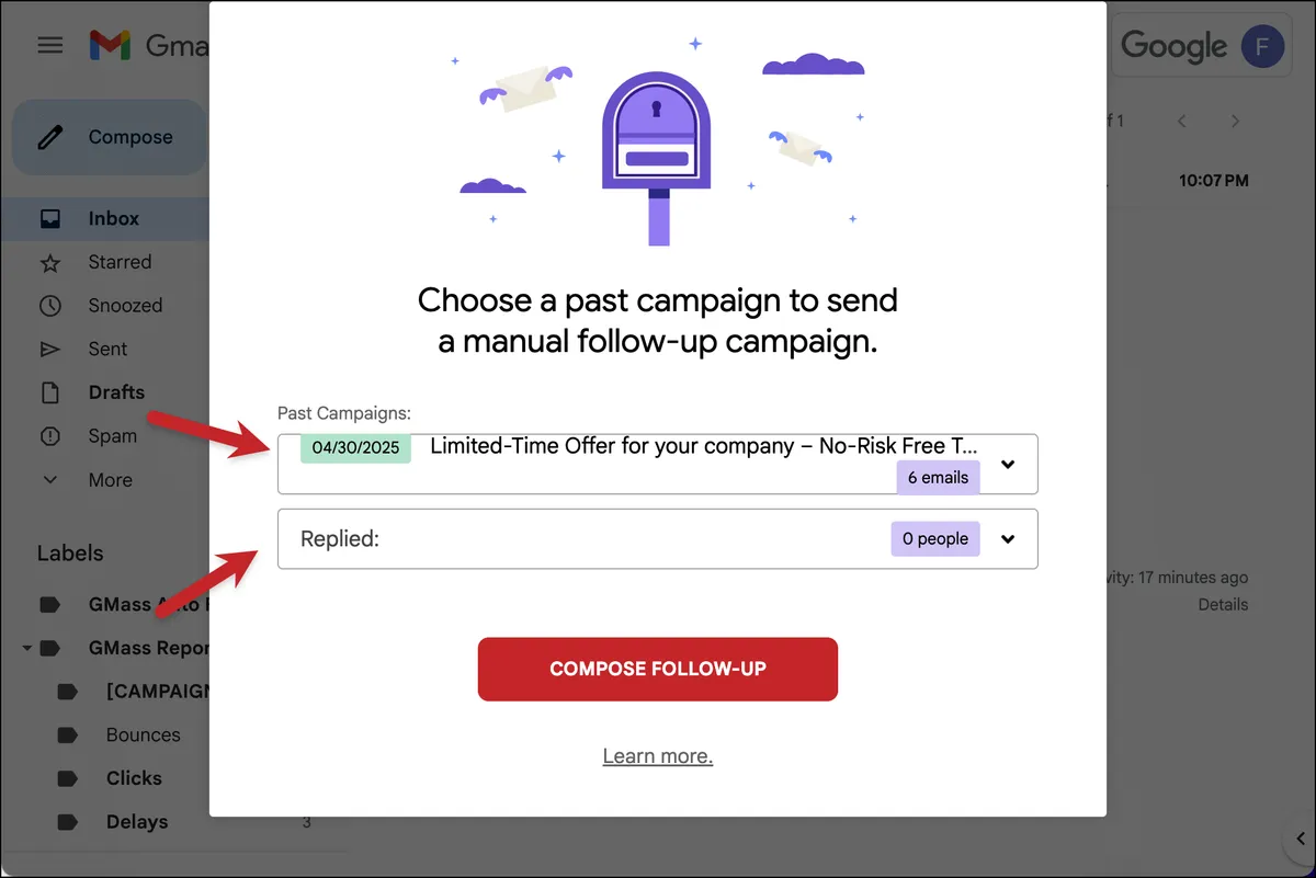 Choose your campaign and behavior