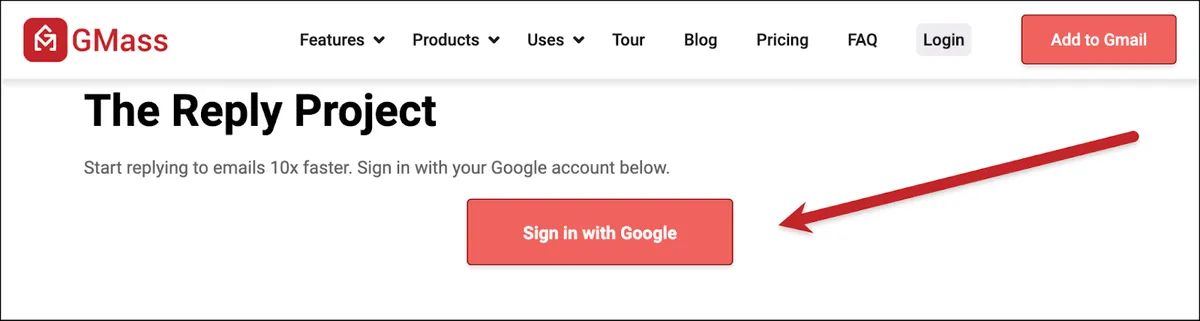 Sign into Google to use The Reply Project