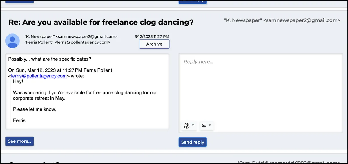 An email that's waiting for a reply