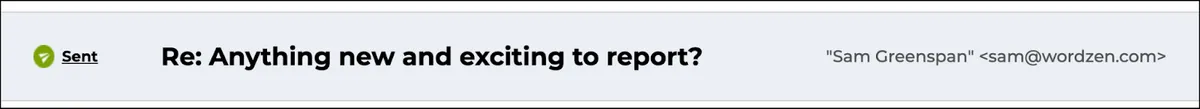 An email that's been sent via The Reply Project
