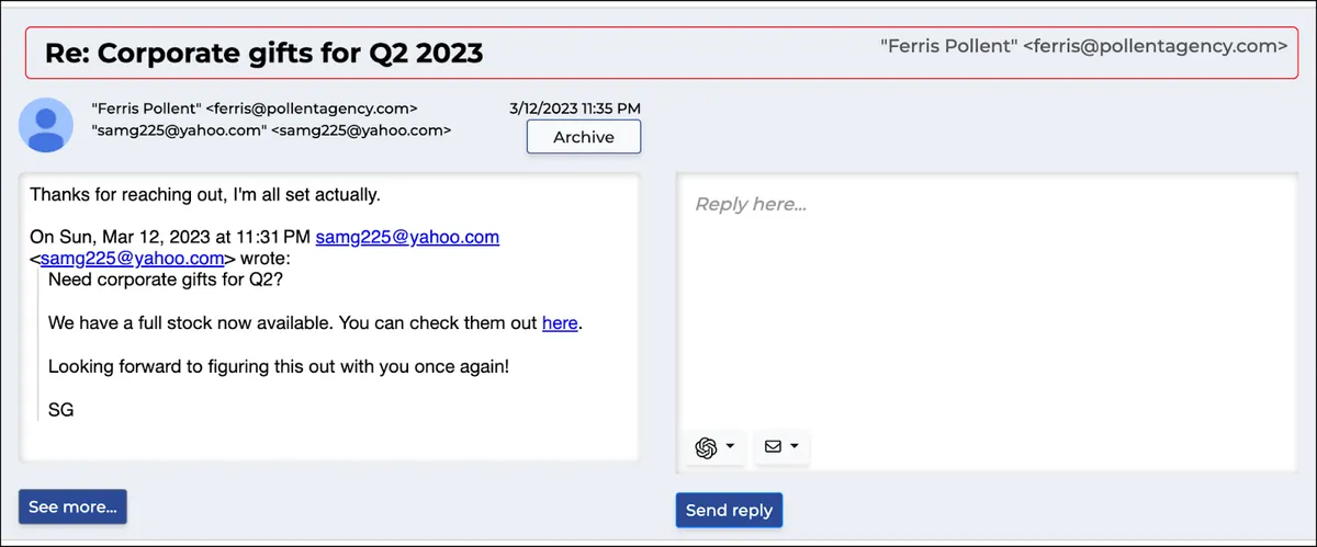 An email that already got a reply elsewhere