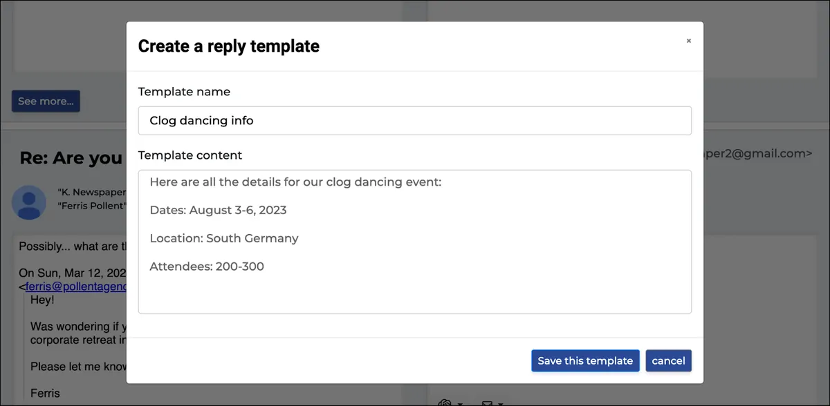 Type in your template