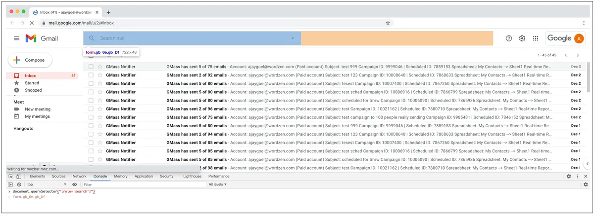 Gmail search box element