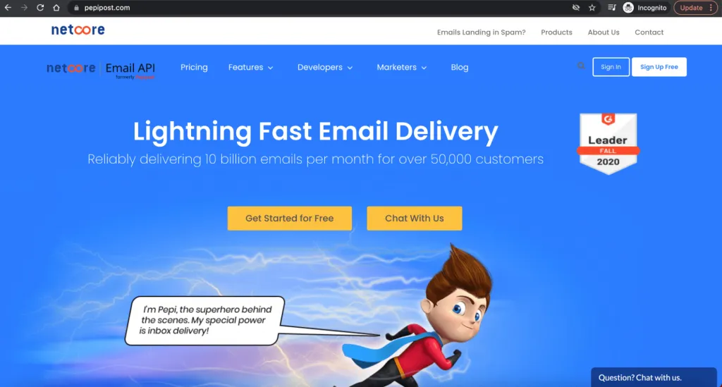 Netcore home page