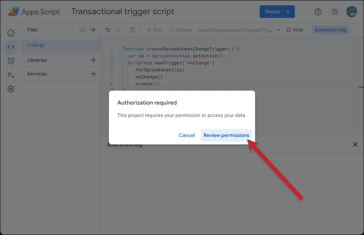Review permissions for your trigger