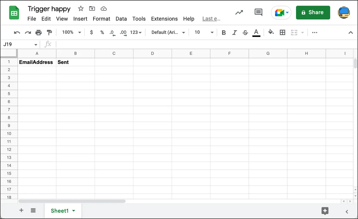 Create a Google Sheet for your campaign