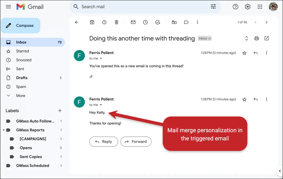 You can use personalization and threading