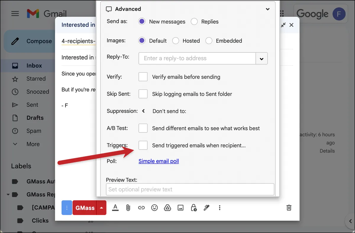 Check the triggers box in the Advanced section of the settings