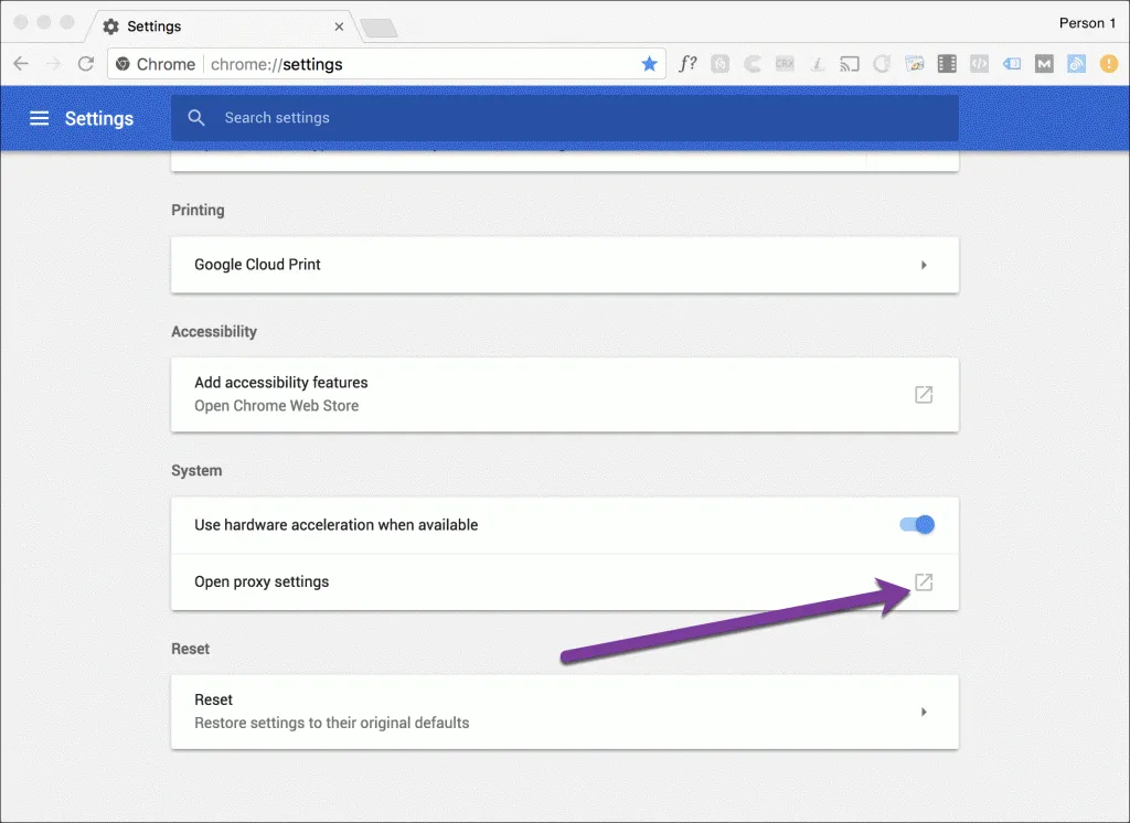 Chrome Proxy Settings