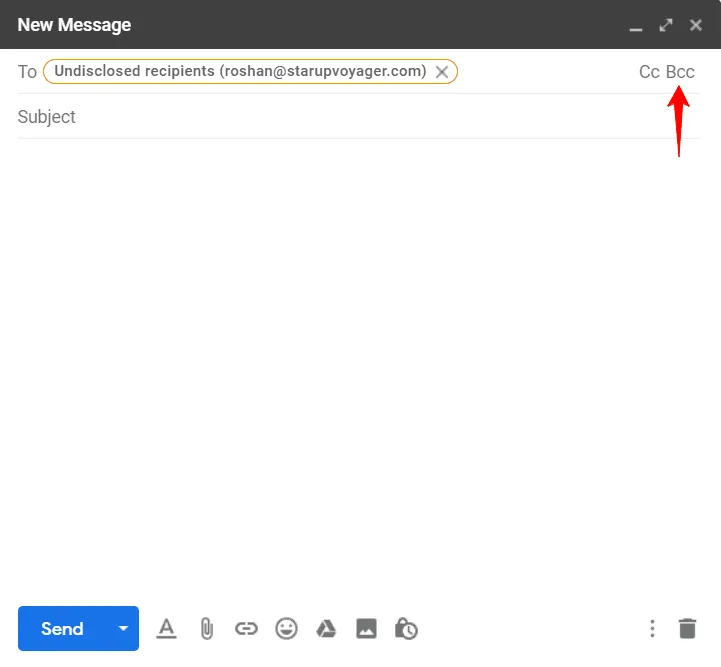 Shows the Gmail Compose window.