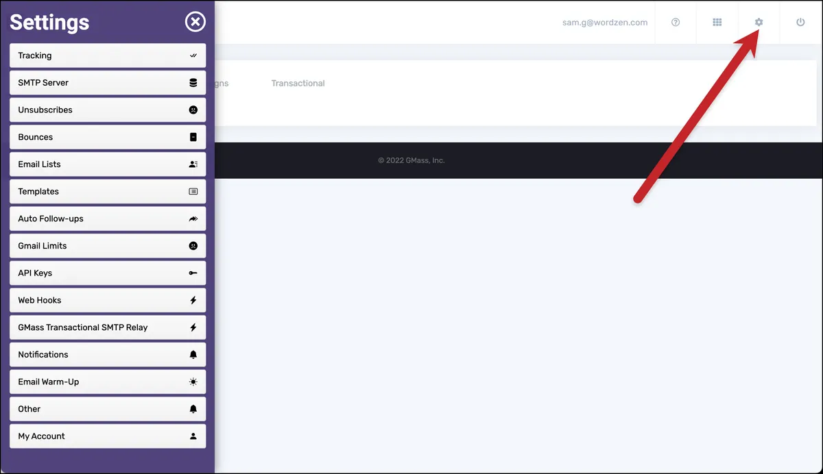 Dashboard settings icon