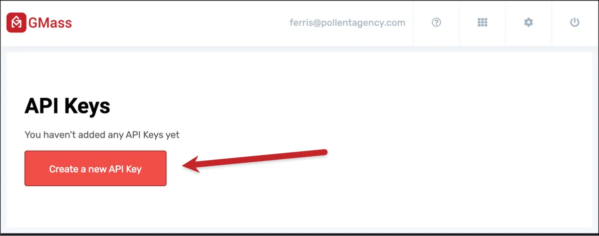 Creating a new GMass API key