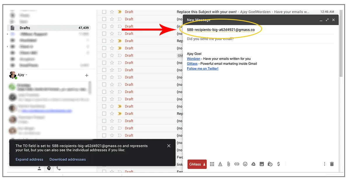 add email list to TO line