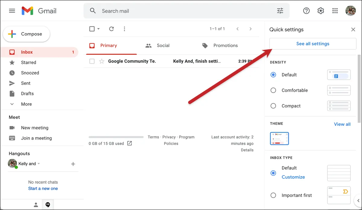 See all Gmail settings
