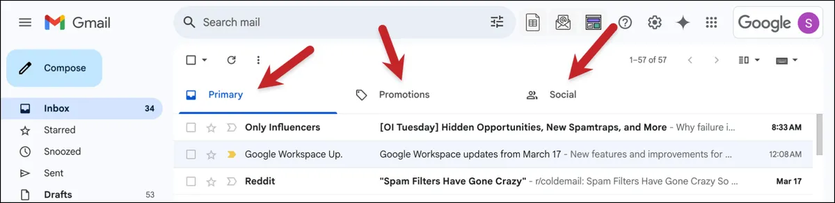 Look in your other Gmail tabs
