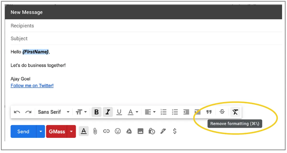 Remove formatting