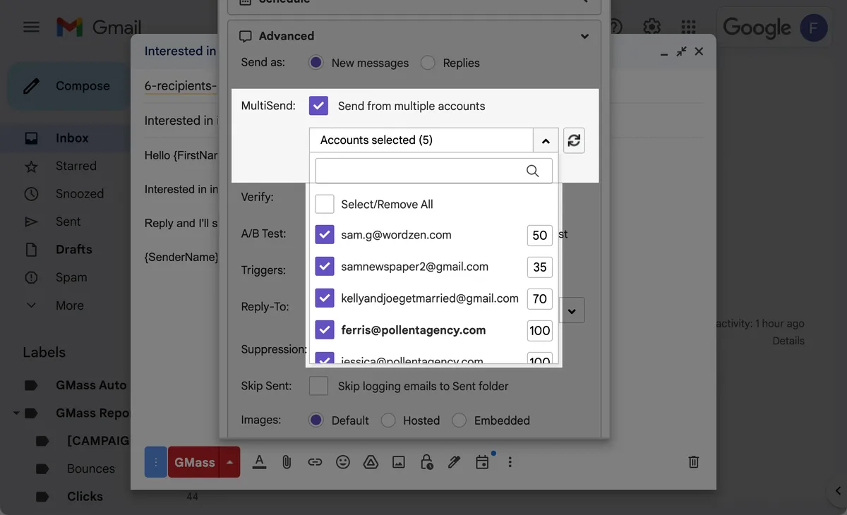 Inbox rotation in GMass
