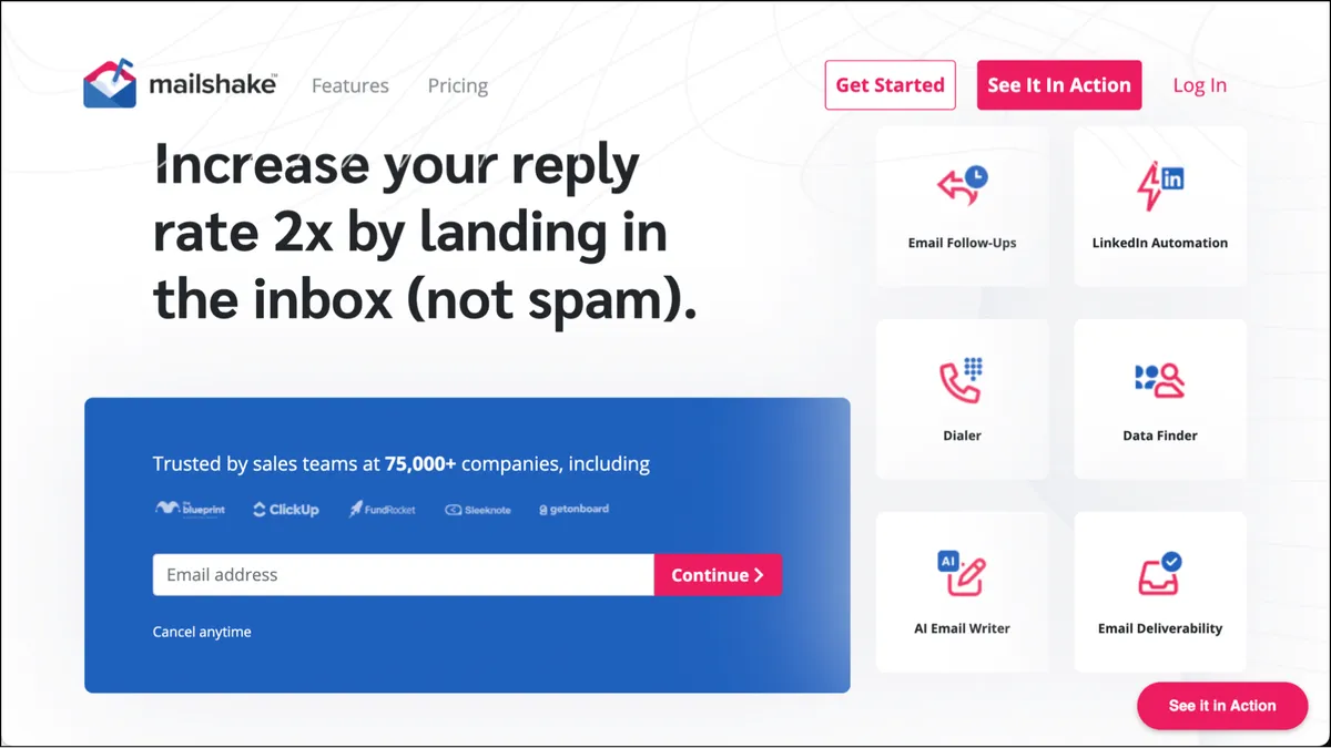Mailshake homepage